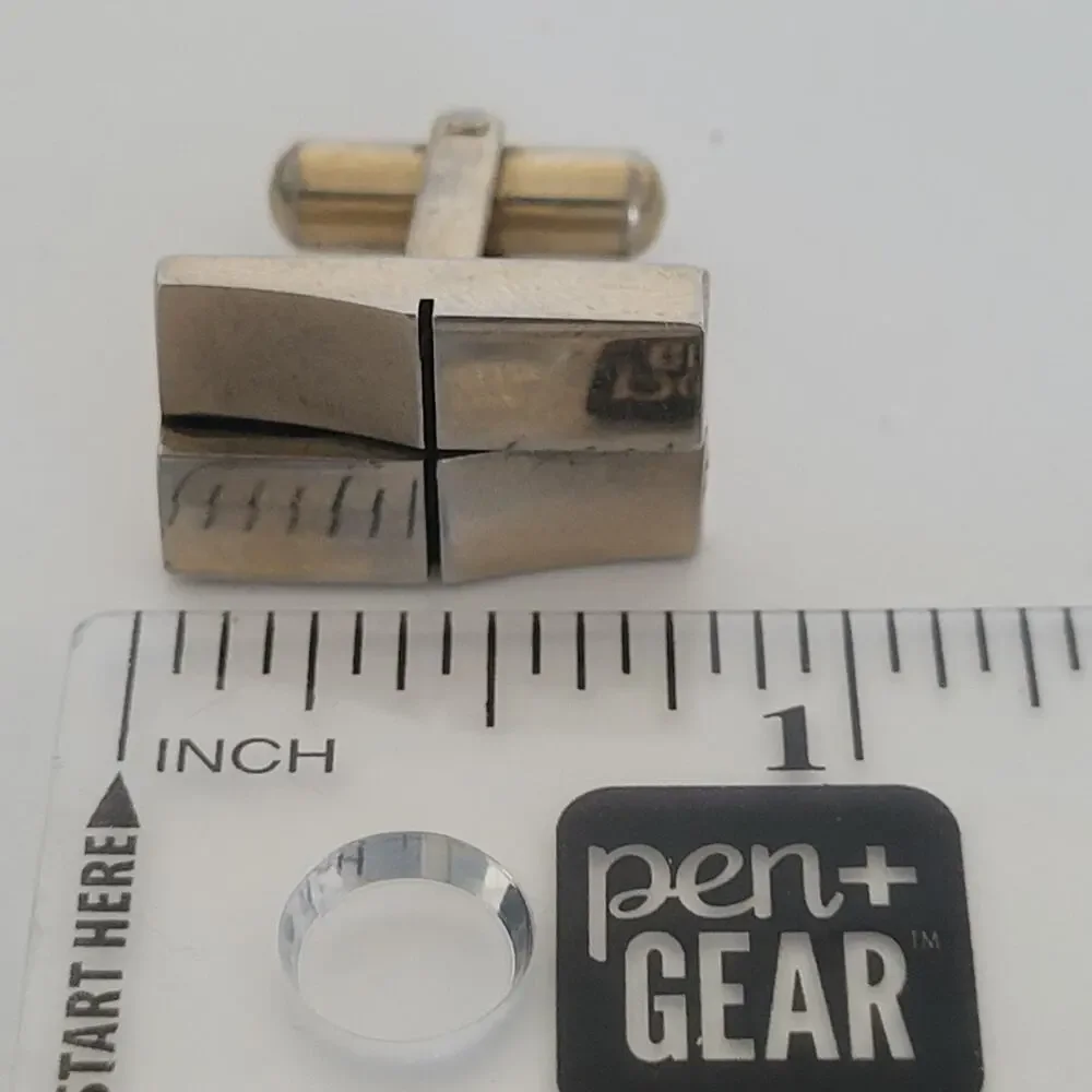 Botany Made USA Silver Tone Logo Cufflinks Vintage Retro Rectangle Bullet Geomet